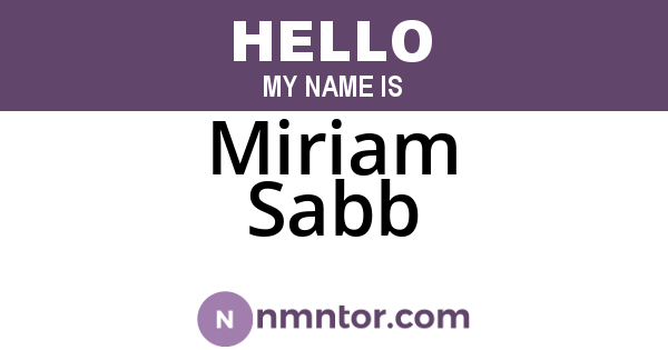 Miriam Sabb