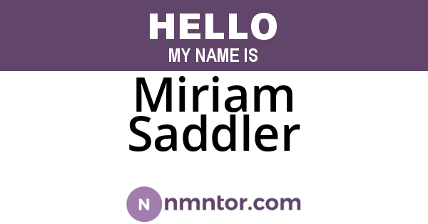 Miriam Saddler