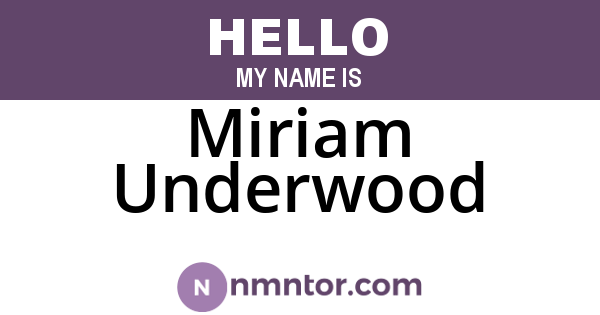 Miriam Underwood