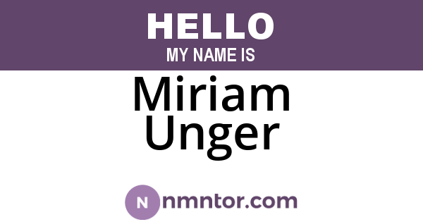 Miriam Unger