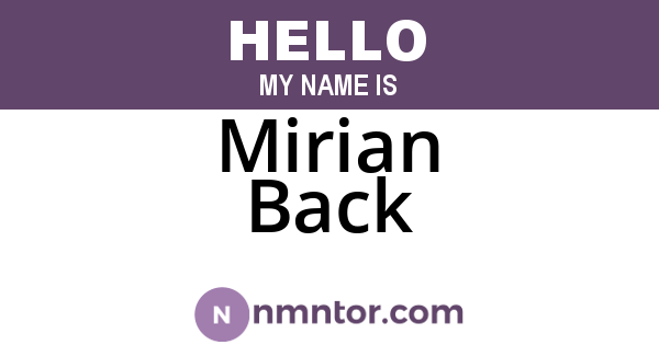 Mirian Back