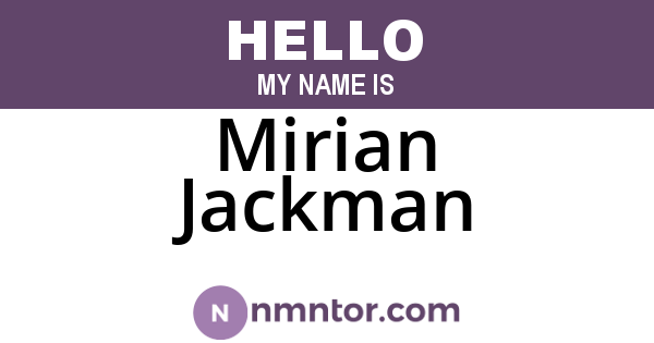Mirian Jackman