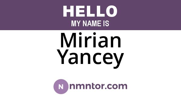 Mirian Yancey