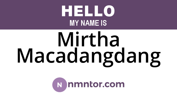 Mirtha Macadangdang