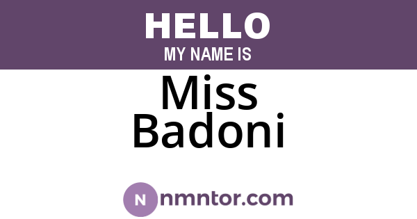 Miss Badoni