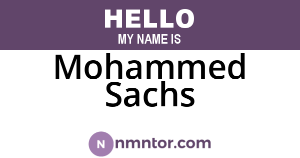 Mohammed Sachs