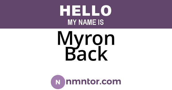 Myron Back