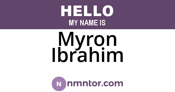 Myron Ibrahim