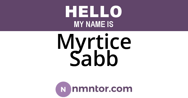 Myrtice Sabb