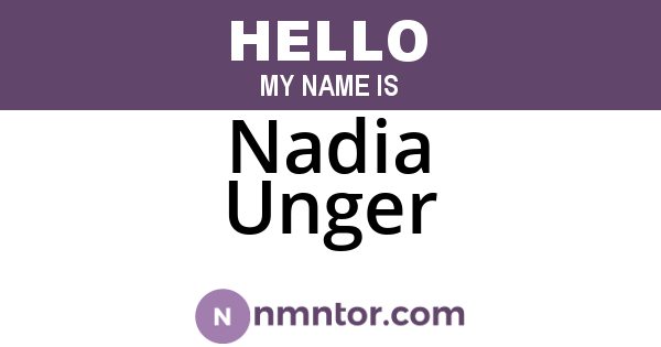 Nadia Unger