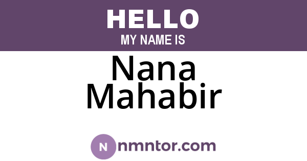 Nana Mahabir