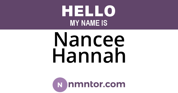 Nancee Hannah