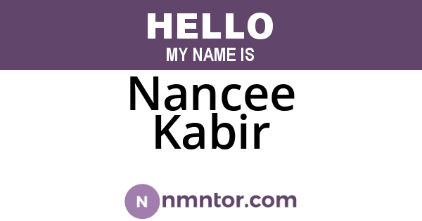 Nancee Kabir