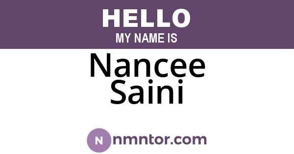 Nancee Saini