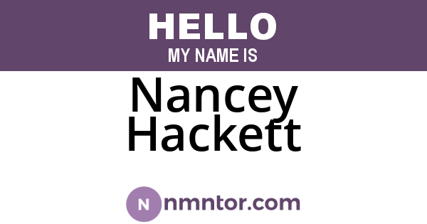 Nancey Hackett