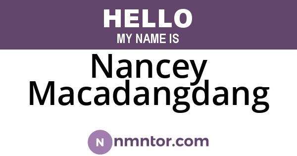 Nancey Macadangdang