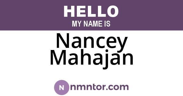 Nancey Mahajan