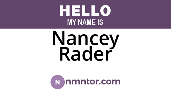 Nancey Rader