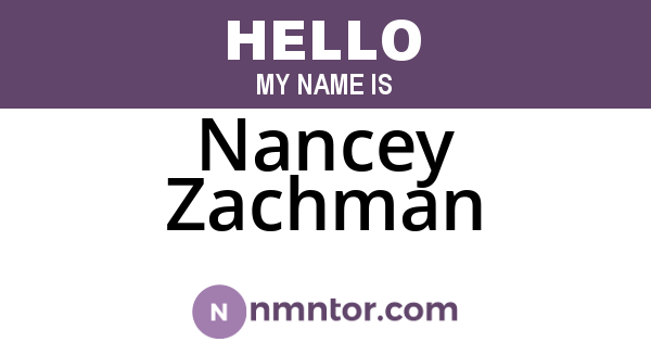 Nancey Zachman