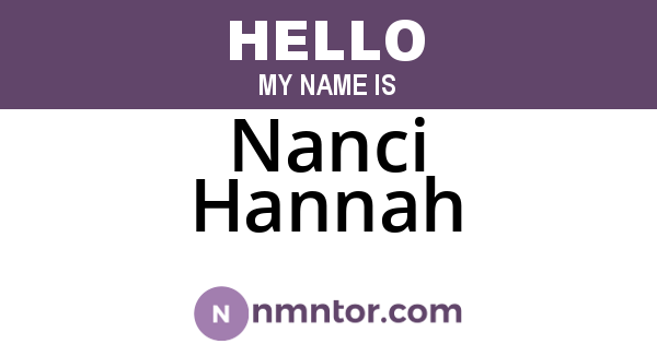 Nanci Hannah