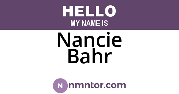 Nancie Bahr