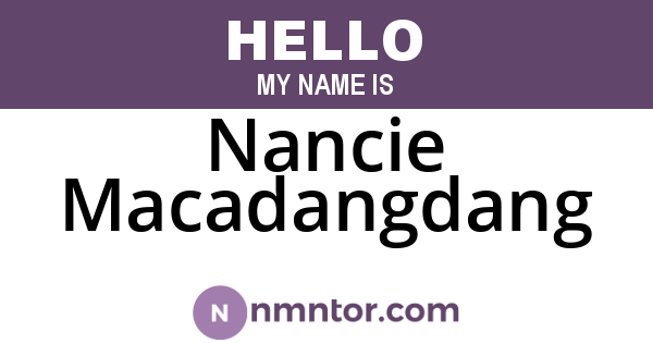 Nancie Macadangdang
