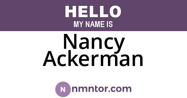 Nancy Ackerman