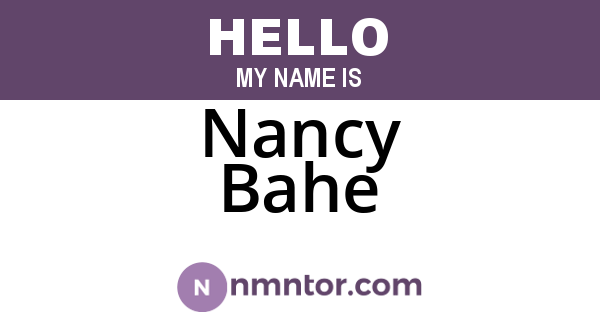 Nancy Bahe