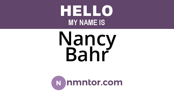 Nancy Bahr