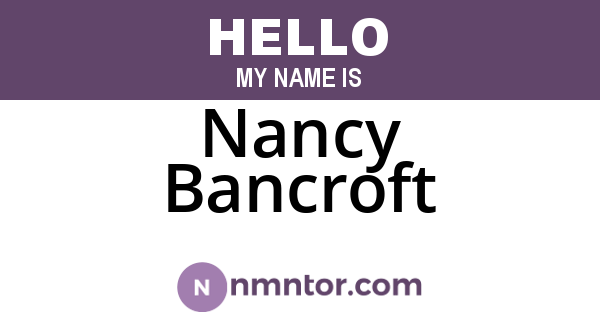 Nancy Bancroft