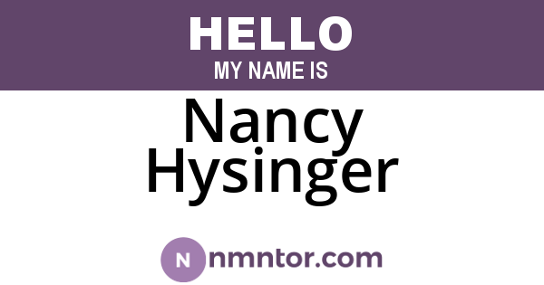 Nancy Hysinger