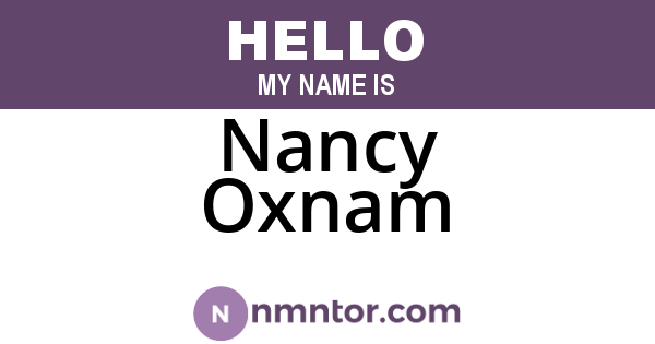 Nancy Oxnam