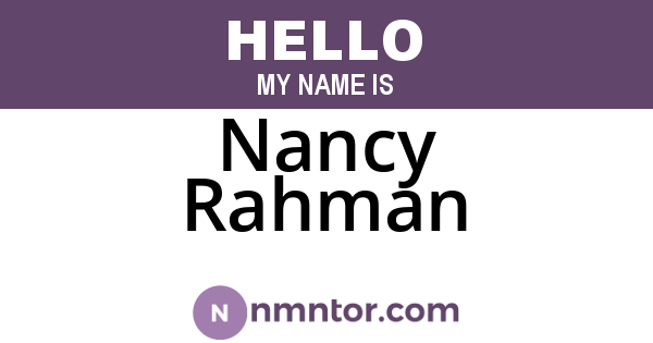 Nancy Rahman