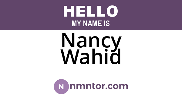 Nancy Wahid