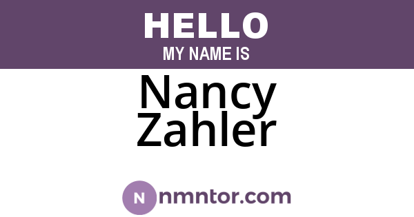 Nancy Zahler