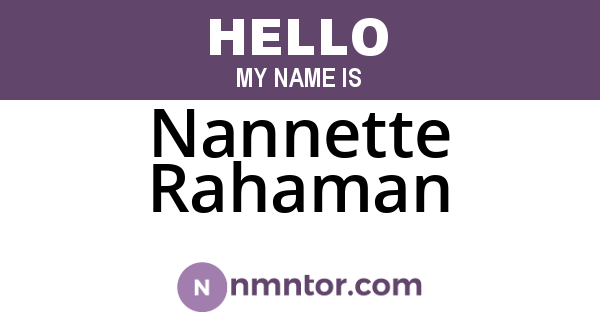 Nannette Rahaman