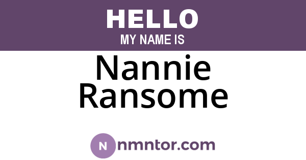 Nannie Ransome