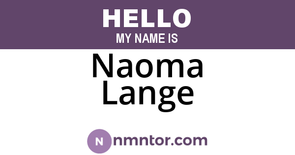 Naoma Lange