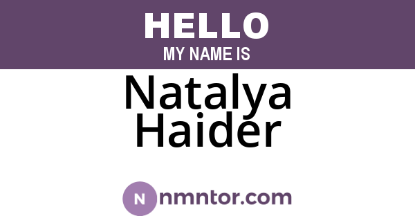 Natalya Haider