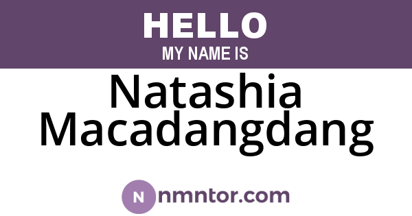 Natashia Macadangdang