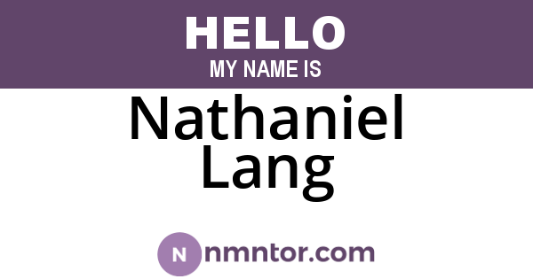 Nathaniel Lang