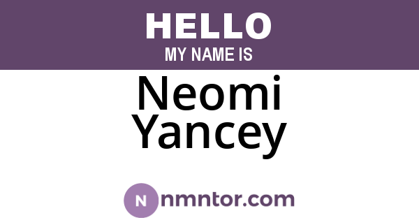 Neomi Yancey