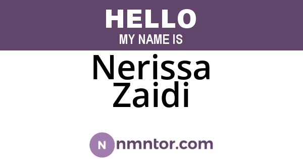 Nerissa Zaidi