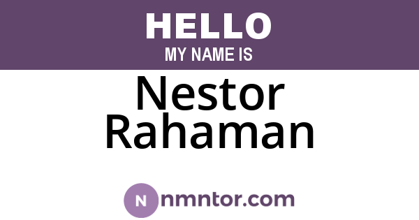 Nestor Rahaman