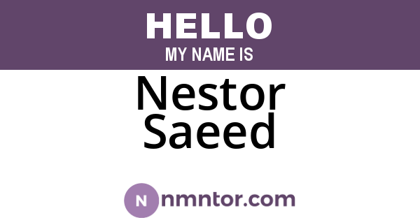 Nestor Saeed