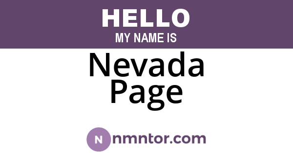 Nevada Page
