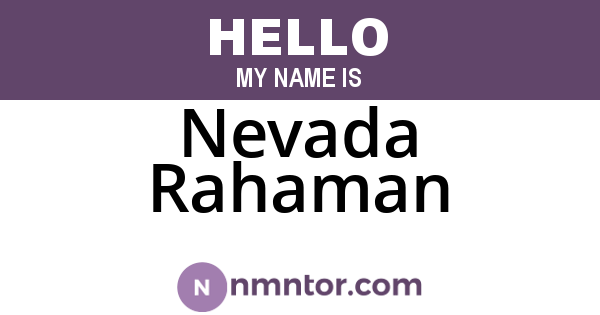 Nevada Rahaman