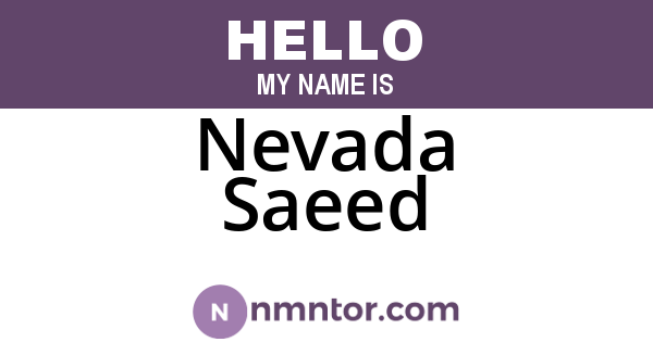 Nevada Saeed