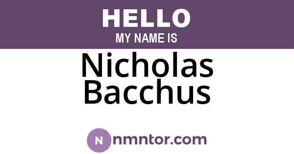 Nicholas Bacchus