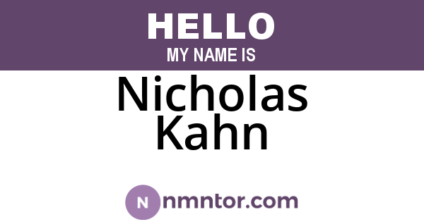 Nicholas Kahn